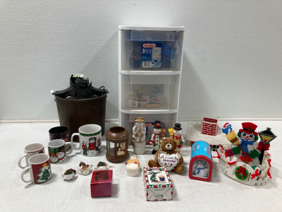 Sterilite Plastic 3 Drawer Cart, Christmas Decor, Mugs, Ornaments, and more!