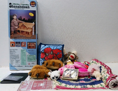 Shenandoah Real Wood Log Cabin (in original box) Roll of Fabric, Rocket Book Everlast, Stuffed Animals And More