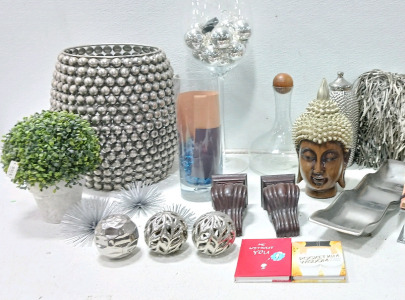 Large Wine Glass, Keep Sake Box, Fake Plant, Decorative Head, Books and More
