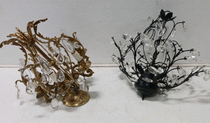 (2) Chandeliers- Black with Crystal, Gold With Crystals