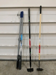 Set of Three Garden Tools &ndash; Project Source Post Hole Digger, Craftsman Garden Hoe, Husky Garden Hoe