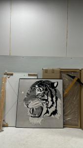 Drafting Table, Easel, Picture Frame, Tiger Graphic Art