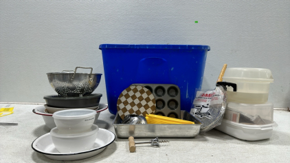 Large Collection of Dishware and Cooking Utensils