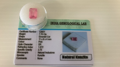Certified Natural Pink Kunzite Gemstone
