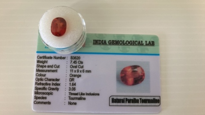 Certified Natural Paraiba Tourmaline Gemstone