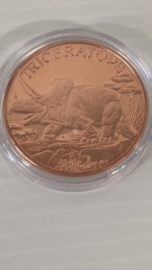 Copper Triceratops Dinosaur Round