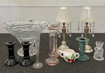 (2) Beautiful Lamps, Assorted Candlestick Holders & More