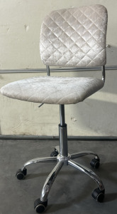 Rolling Off-White Velvet Office Chair