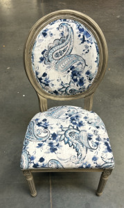 Blue/White Floral & Paisley Accent Chair