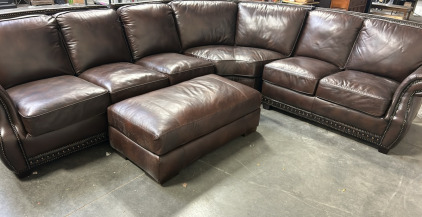 4-Piece Leather Sectional With Ottoman