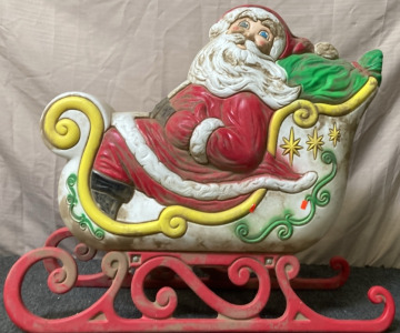 32” TALL SANTA IN HIS SLEIGH LAWN DECORATION.