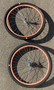 Two Pink Bike Tires
