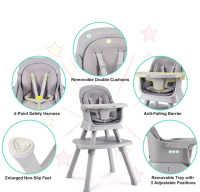 (1) AAGV C191, 8-In-1, Baby High Chair with Removable Tray, Multifunctional High Chair, Grey