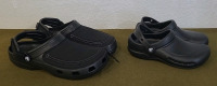 (2) Pairs Of Crocks. (1) Pair Of Yukon Vista II, Men's Size 11, Black & (1) Pair Of Bistro, Unisex, M-4/W-6