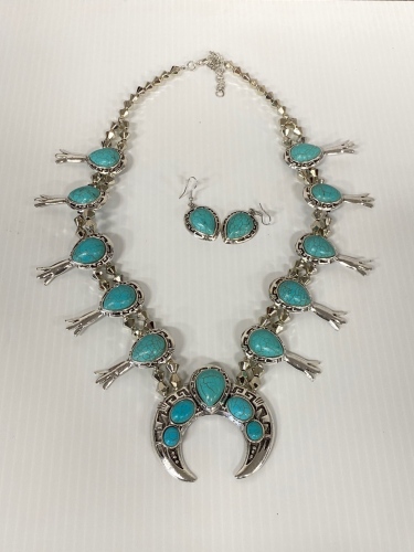 Turquoise Statement Necklace with Matching Earrings