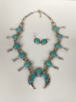 Turquoise Statement Necklace with Matching Earrings