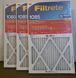 (3) 2-Packs Of 3M Filters, 11 MERV, 16 x 25 x 1