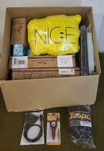 (1) 3-Port HDMI Input Switch, (1) Ergonomic Soft Grip Pen, (1) Steering Wheel Cover, Black & (1) Box Of Assorted Amazon Overstock/ Returns