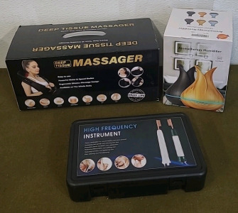 (1) Deep Tissue Massager, (1) High Frequency Instrument & (1) Aromatherapy Humidifier