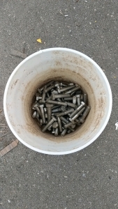 (1) Bucket of 100+ Bolts - Various Sizes & Lengths