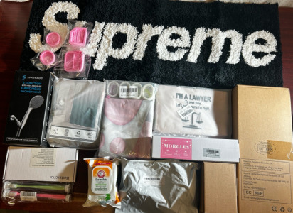 Supreme Rug, 3 Function Shower Head, Detangle Brush, Hair Dryer Holder, And More