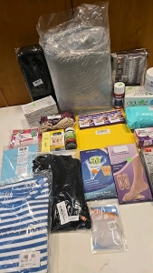 (1) allen+roth Curtain Set (1) Roll Up Gray Mattress Cushion (1) Long Hard Case (1) Women's Striped Pullover and More!