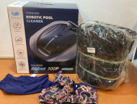 Cordless Robotic Pool Cleaner, 15’ Round Pool Liner Pad & Bikini