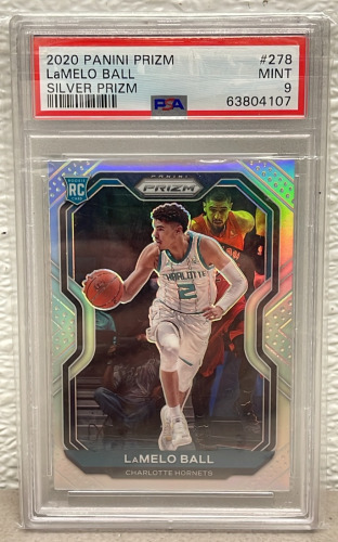 PSA 9 2020 Panini Prizm Lamelo Ball Rookie Silver Prizm #278 PSA Graded Mint 9 NBA Collectible Card (Carded)