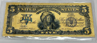 Five Dollar 99.9% Pure 24k Carat Gold Bill Silver Certificate W/ C.O.A. (Sleeved) - 2