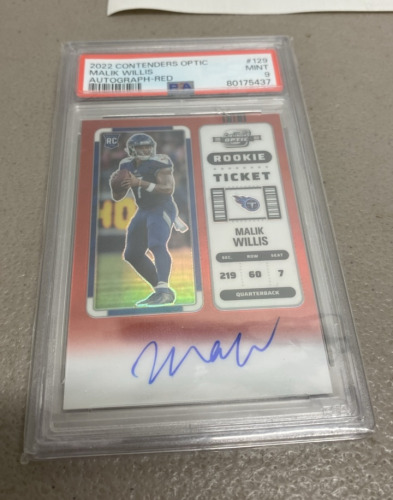 (1) PSA Graded 9 2022 Contenders optic Malik Willis Autograph Red Sports Card