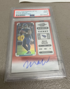 (1) PSA Graded 9 2022 Contenders optic Malik Willis Autograph Red Sports Card