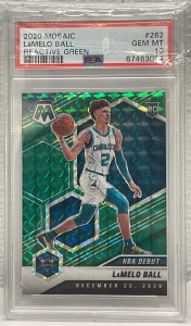 2020 Mosaic “Lamelo Ball” Reactive Green (Rookie Card) #262 PSA Graded GEM MT 10