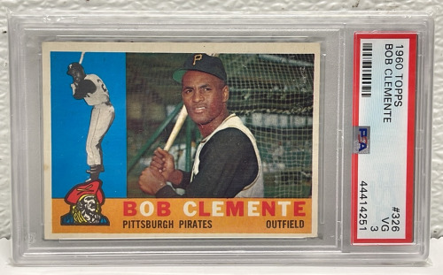 1960 Topps Roberto Clemente Collectible Baseball Card #326 PSA Graded VG 3 (Carded)