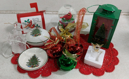 (1) Holiday Decor Assortment – Candy Dish, Mailbox w/ Candles, Glass Angel & More