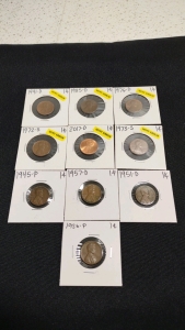 (10) Assorted Lincoln Pennies from 1945-P to 2017-D