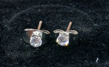 Sterling Silver Round CZ Earrings