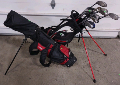 (1) Callaway Gold Club Carrier Bag w/ Assorted Golf Clubs (1) Wilson Golf Club Carrier Bag w/ Assorted Golf Clubs