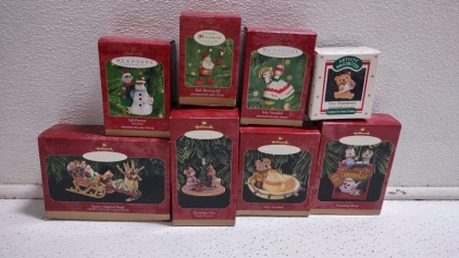 (8) Handcrafted Assorted Collectors Keepsake Ornaments, Including Artists Favorites "Very Strawberry" Teddy Bear Ornament