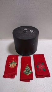 (3) Red Assorted Designs Matching Decor Rags & (1) Campfire Smoker