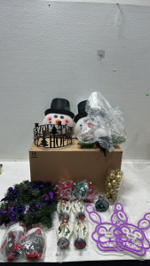 (2) Five Nights at Freddys LED Neon Signs, (4) Christmas Stocking Holder, (1) Advent Candle Holder Wreath, (1) Metal Advent Candle Holder, (1) Box of Mini Ornaments, (2) Snowman Lamp Decorations, and More Amazon Returns/Overstock (5000)