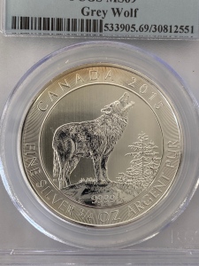 2015 Canadian Grey Wolf Silver 2 Dollar Coin