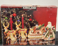 (1) Kirkland Santa And Sleigh With Candle Holders (1) Musical Santa With Wooden - 2