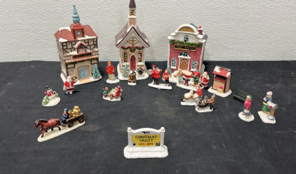 Sixth Of A Series 12 piece hand Painted Porcelain (A Downtown Christmas) Village Set