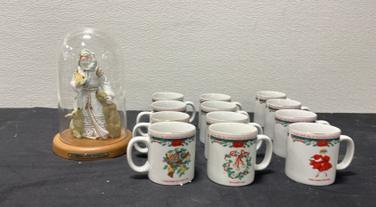 (1) Forest Star Santa (12) 12 days of Christmas Coffee Mugs