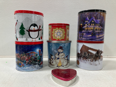 (7) Popcorn Tins and decorative tins