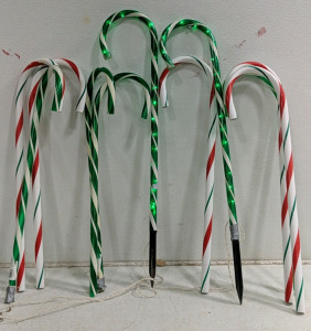 (11) Large Outdoor Candy Cane Decorations - Green & Red