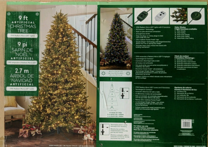 (1) Artificial Christmas Tree - 9 ft - Pre-lit w/ 2700 Multi-Color LED Lights