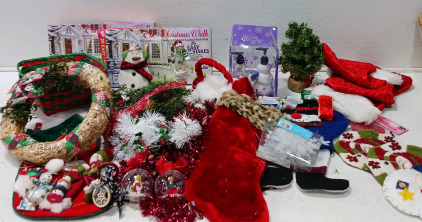 Christmas Decorations, Silver Tree, Easy Light Stakes, Stockings and More