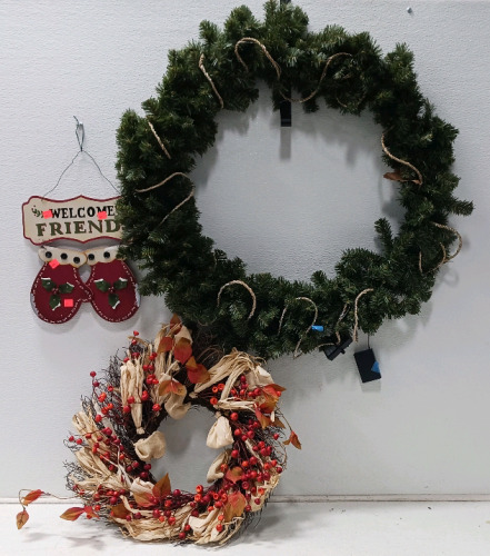 Christmas Decor (2) Wreaths and Welcome Sign