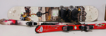 (2) Set of Skis, Snowboard(165) Snowboard Boots